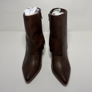 NWOB Sonoma Goods for Life Women's Boots Size 7.5 Brown Faux Leather, Block Heel